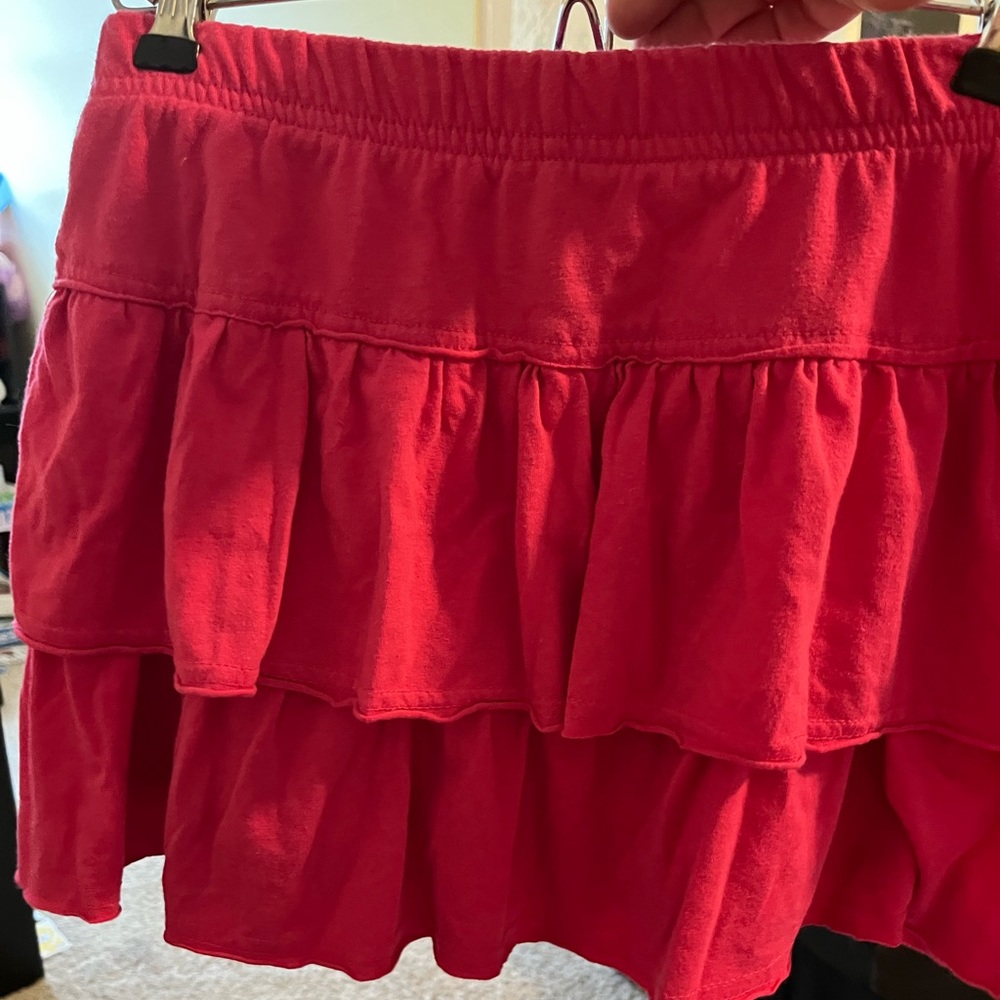 Bright pink tiered skort